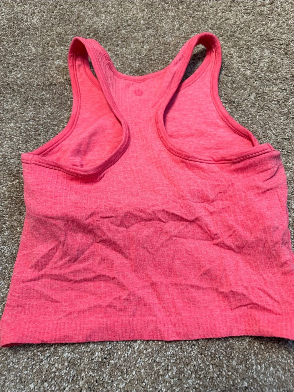 LuLulemon Women’s Pink Ribbed Tank Top - Casual Scoop Neck cropped stretch SZ 6